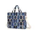 thumbnail image 7 of FORMRS Womens Corduroy Tote Bag Crossbody Shoulder Handbag with Pocket, Blue Hexagon Pattern, 7 of 7