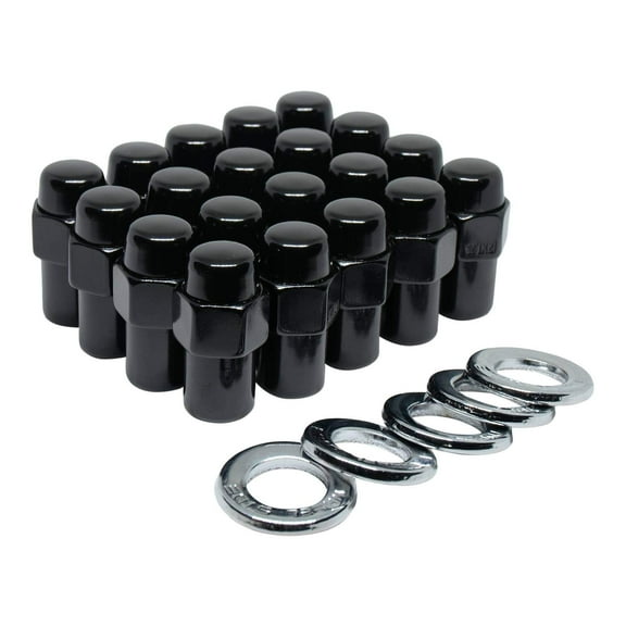 Cragar Standard Mag Lug Nut 12x1.25 Black with Chrome Center Washer Set of 20 Pcs