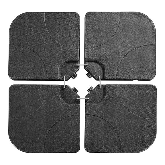 4-Piece Umbrella Base Outdoor Umbrella Stand Square Shaped Cantilever Offset Filled with Water or Sand for Garden, Backyard and Poolside, Black