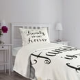 thumbnail image 3 of Ambesonne Retro Quilted Bedspread Set 2 Pcs, Family Words Ink Sketch, Twin Size, Black Brown White, 3 of 5