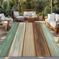thumbnail image 2 of Teal Brown Outdoor Rug for Patio/Deck/Porch, Non-Slip Large Area Rug 4 x 6 Ft, Farmhouse Rustic Wooden Plank Board Indoor Outdoor Rugs Washable Area Rugs, Reversible Camping Rug Carpet Runner, 2 of 8