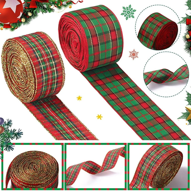 1.5 Christmas Plaid Ribbon, Wired Ribbon, Christmas Ribbon, Wreath Ribbon, Winter  Ribbon, Wreath Supplies, Bow, Farmhouse Decor, 5 Yard 
