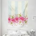 thumbnail image 1 of Vintage Tapestry, Pink Peony Border on Vertical Striped Tile Bridal Wedding Design, Wall Hanging for Bedroom Living Room Dorm Decor, 60W X 80L Inches, Coconut Light Blue Light Pink, by Ambesonne, 1 of 2