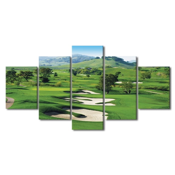TISHIRON 5PCS Framed Canvas Wall Art Set,60"x32" California Golf Course Canvas Art Decor
