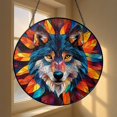 Geometric Wolf Art Glass Style Decorative Window Hanging2001 - Walmart.com