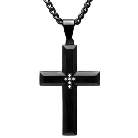 diamond cross necklace mens pendant ip accent chain stainless steel effy 14k jewelry