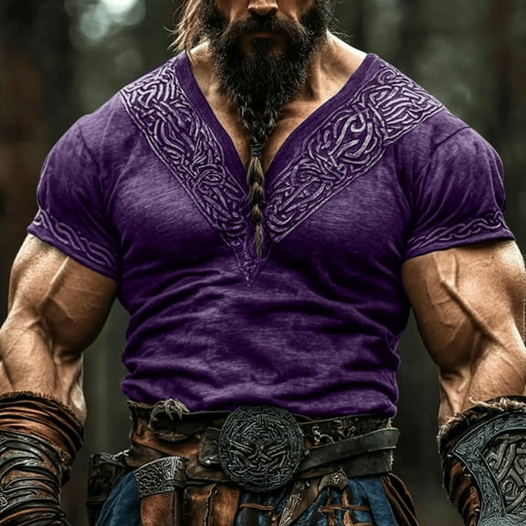 Awdenio Tshirts Shirts for Men V Neck Short Sleeve Vintage Print Fitness Shirts Casual Beach Top