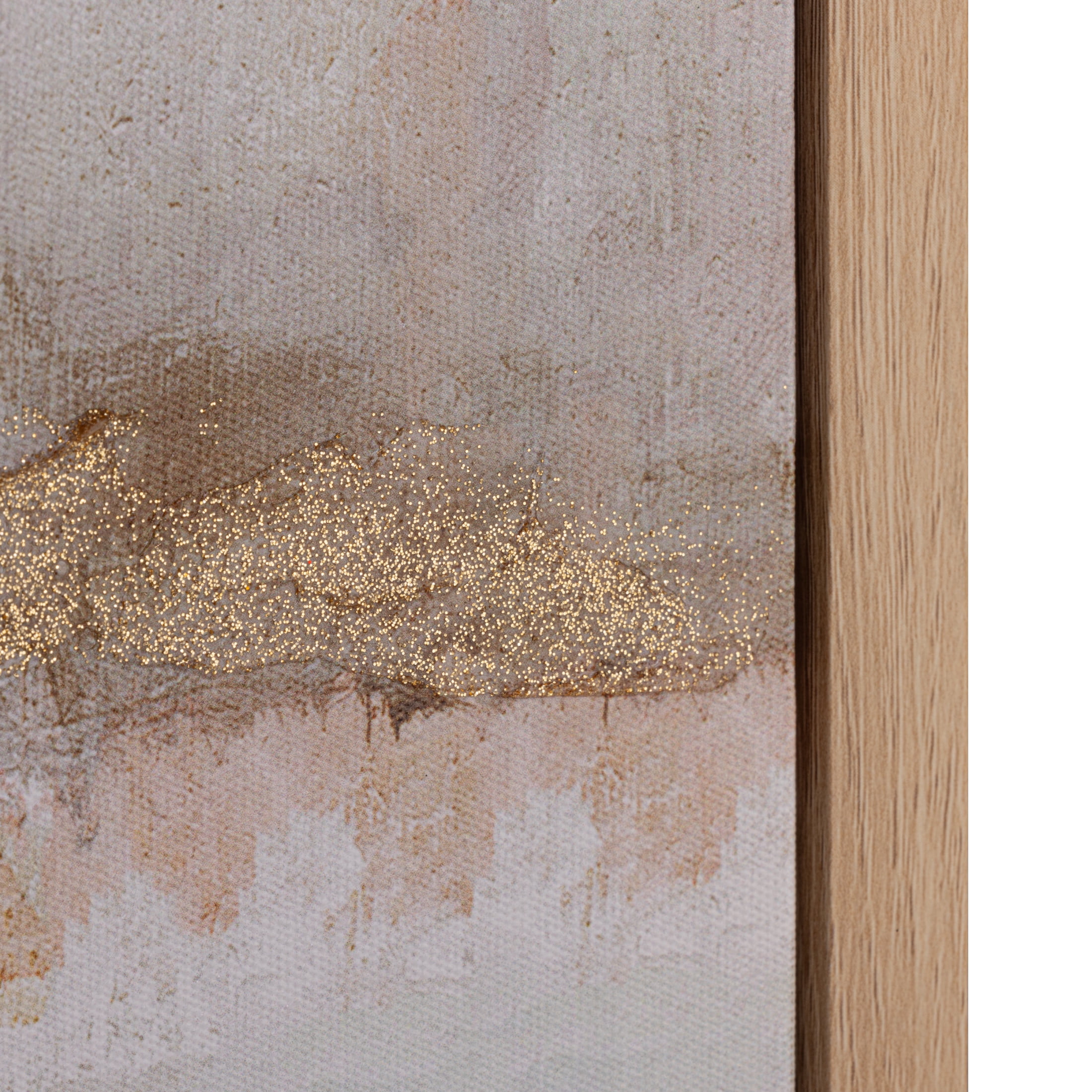 Gallery Solutions 24x18 Framed Vertical Abstract Canvas Art - Brown and White Design with Hand-Painted Embellishments, MDF Frame, and D-Ring Hangers