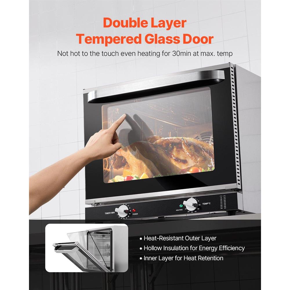 Choco Moon 66L Commercial Countertop Oven 2800W - Stainless Steel Toaster Oven - Large Capacity Multi-Functional Baking