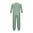 thumbnail image 7 of VBTAPA Girls Outfit Set 2 Piece Casual Sweatsuit Ruffle Trim Long Sleeve Crewneck Tops with Jogging Pants Tracksuit Set Green 6 Years, 7 of 7