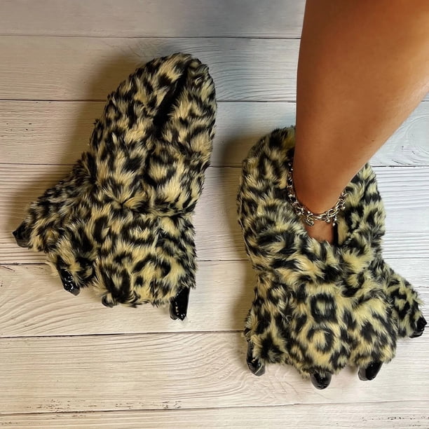 Bear Paw Slippers Fuzzy Stuffed Animal Claw Shoes Funny Cosplay Costumes For Teens Adults