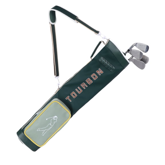Tourbon Lightweight Nylon Golf Sunday Bag Vintage Pencil Club Case with Padded Strap Green