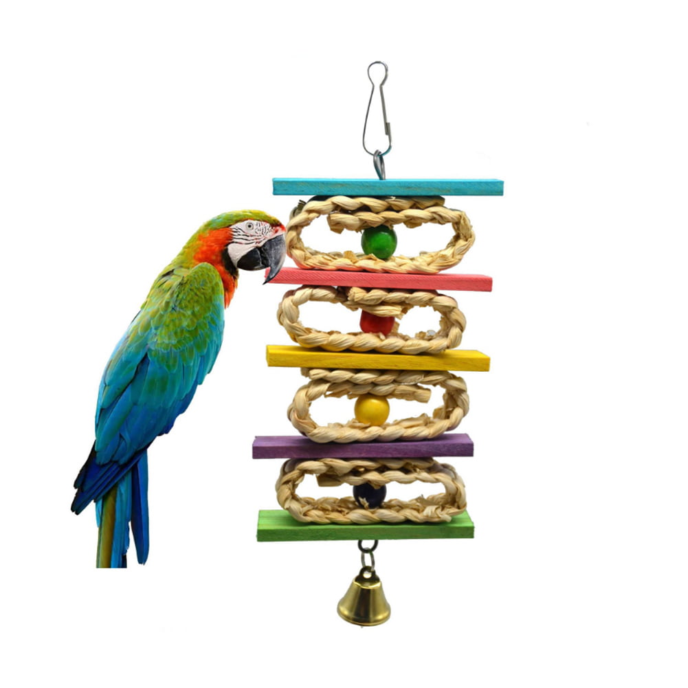Pets Parrot Bird Bites Climb Chew Toys Swing Cage Hanging Cockatiel Parakeet 