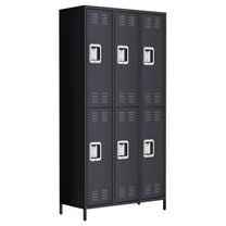 Garvee Lockers for Employees, 72" Metal Storage Cabinets with 6 Doors & 18 Hooks for Home, Office, Gym, School, Black