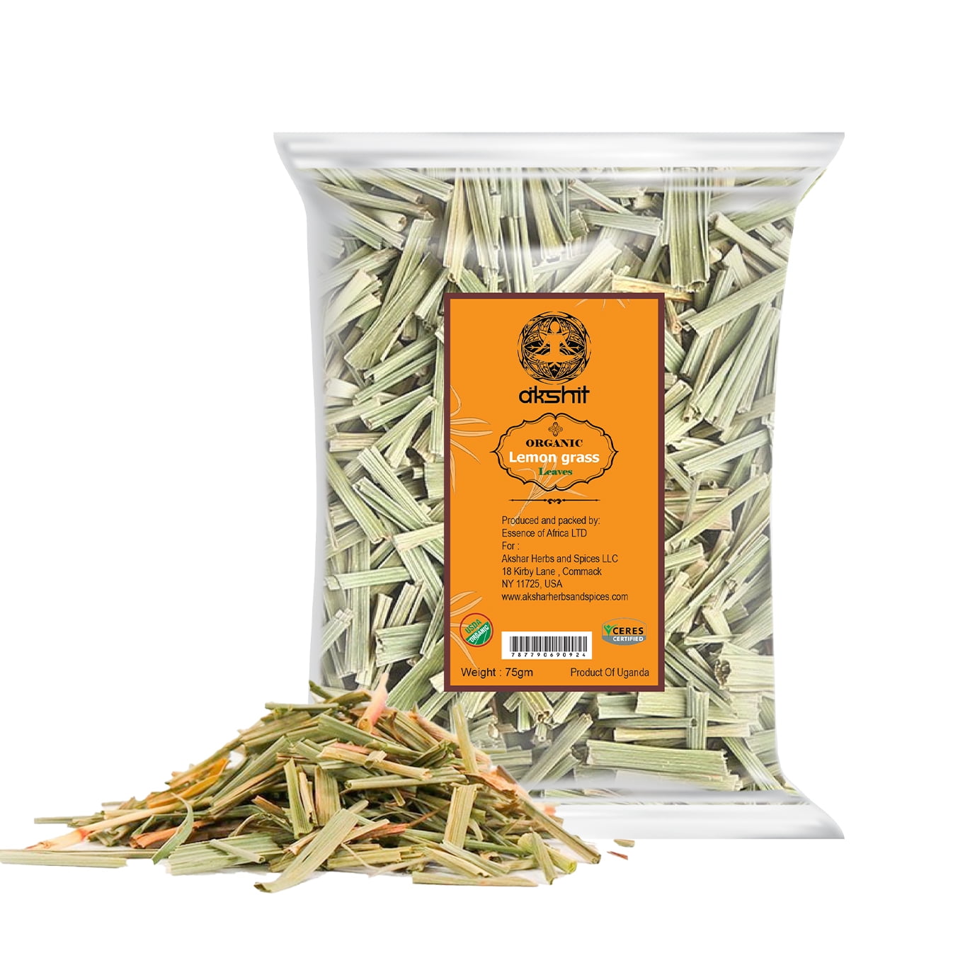 Akshar Organic Dried Lemongrass Tea, Herbal Tea, 2.4 0z(68Gram)