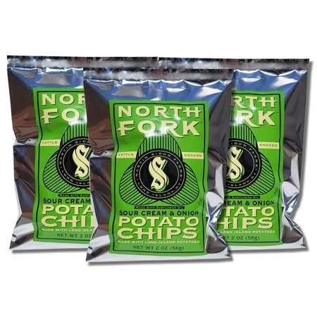 North Fork Potato Chips From Long Island, NY | Sour Cream & Onion | 6 Oz - Pack of 3