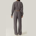 thumbnail image 4 of Scyoekwg Two Piece Outfits Women Sweatsuit Fall Outfits Short Sports Sets Long Sleeve Tops Wide Leg Pants Fashion Two Piece Set Casual Matching Outfits Tracksuit (Dark Gray,XL), 4 of 6