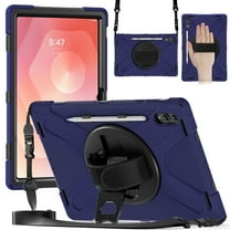 For Samsung Galaxy Tab S11 Ultra Case 14.6 inch SM-X930/SM-X936B, 360 Hand Strap, Shoulder Strap, Kickstand, Rugged Drop Protection, Navy Blue