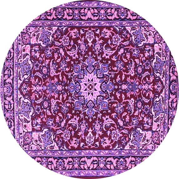 Ahgly Company Indoor Round Oriental Purple Traditional Area Rugs, 7' Round