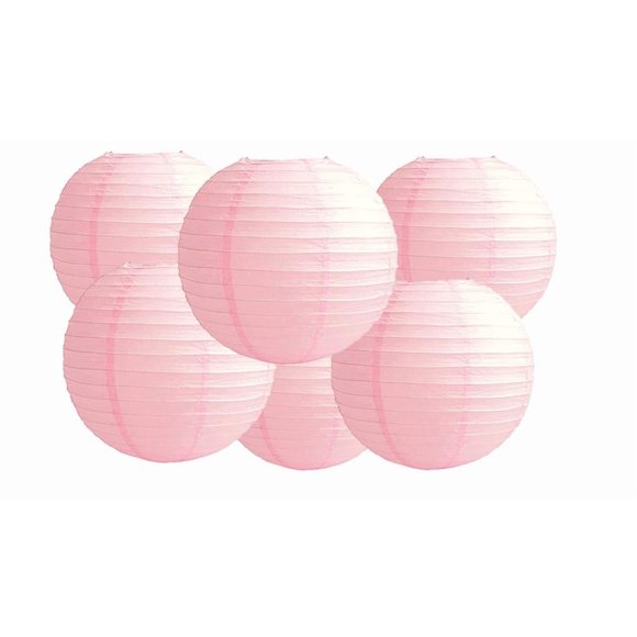 Pack Of 6 Round Paper Lanterns Lamp Wedding Birthday Party Decoration (Baby Pink, 4"/10CM)