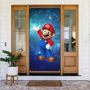 Super Mario Door Cover Decorated Banner Tapestry Home Decoration Holiday Party Supplies Door Banner Porch Sign Banner 72.8 x 35.4 Inch