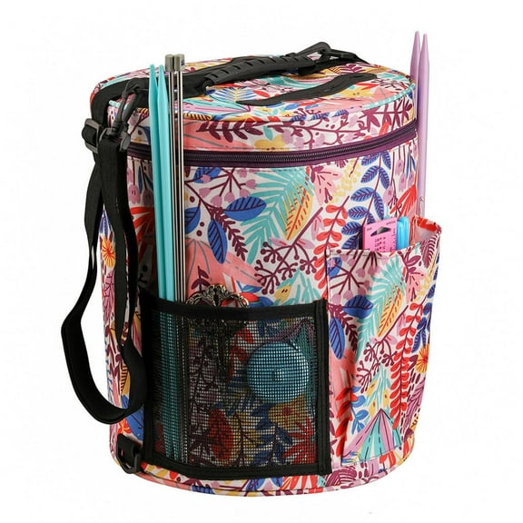 Rvaymup 600D Oxford Cloth Round Hand Embroidery Pick-up Bag Yarn Tote Crochet Organizer