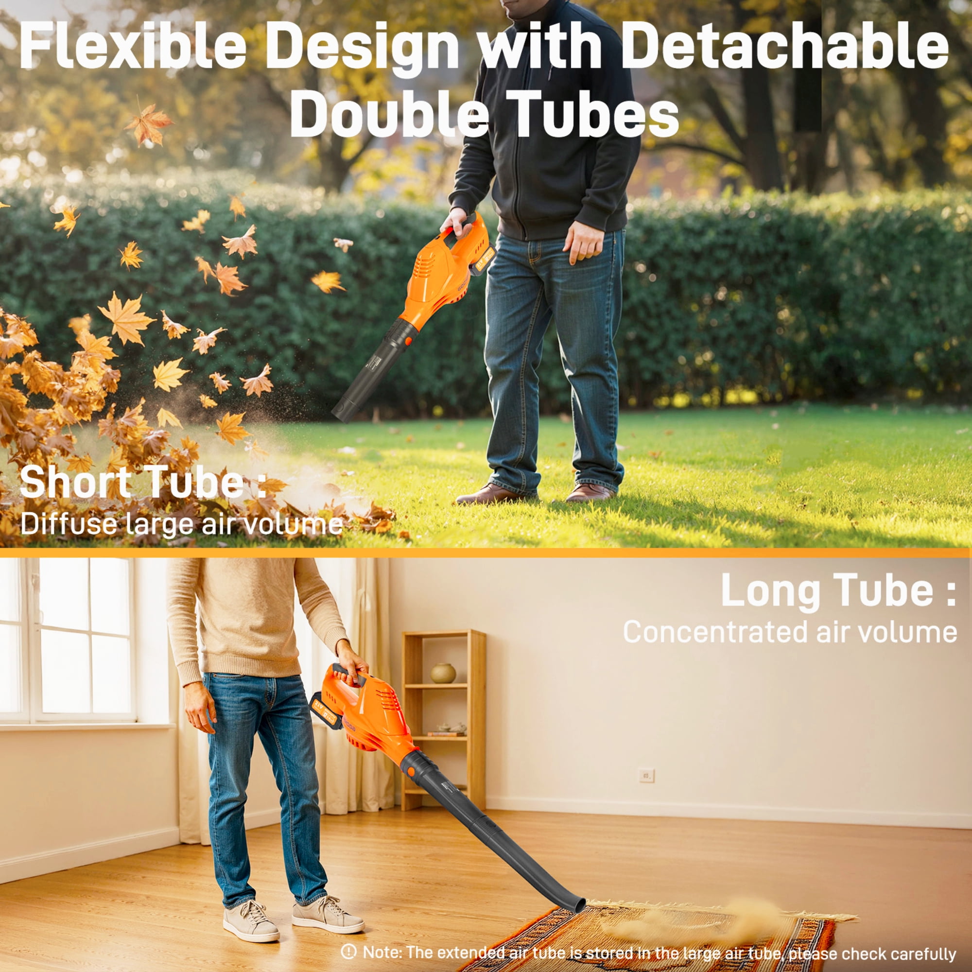 Leaf Blower,GOCHIFIX 320CFM/150MPH Electric Cordless Leaf Blower with 2PCS Batteries and Charger,16500 RPM Lightweight Grass Blower for Patio Cleaning,Lawn Care