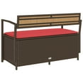 thumbnail image 4 of vidaXL Garden Storage Bench with Cushion Brown Poly Rattan, 4 of 5