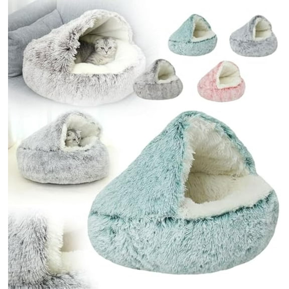 Olvys Dog Bed, Olvys Cozy Cocoon Dog Bed, Cat Dog Beds with Cover, Plush Dogs Beding Cave for Small Medium Large (Green, 15.7in)