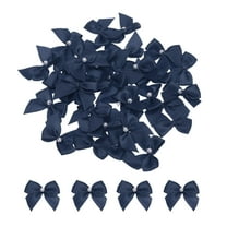 Uxcell 40Pcs Mini Navy Green Ribbon Bow with Pearl 1" Ribbon Flowers Applique for Craft DIY Decoration