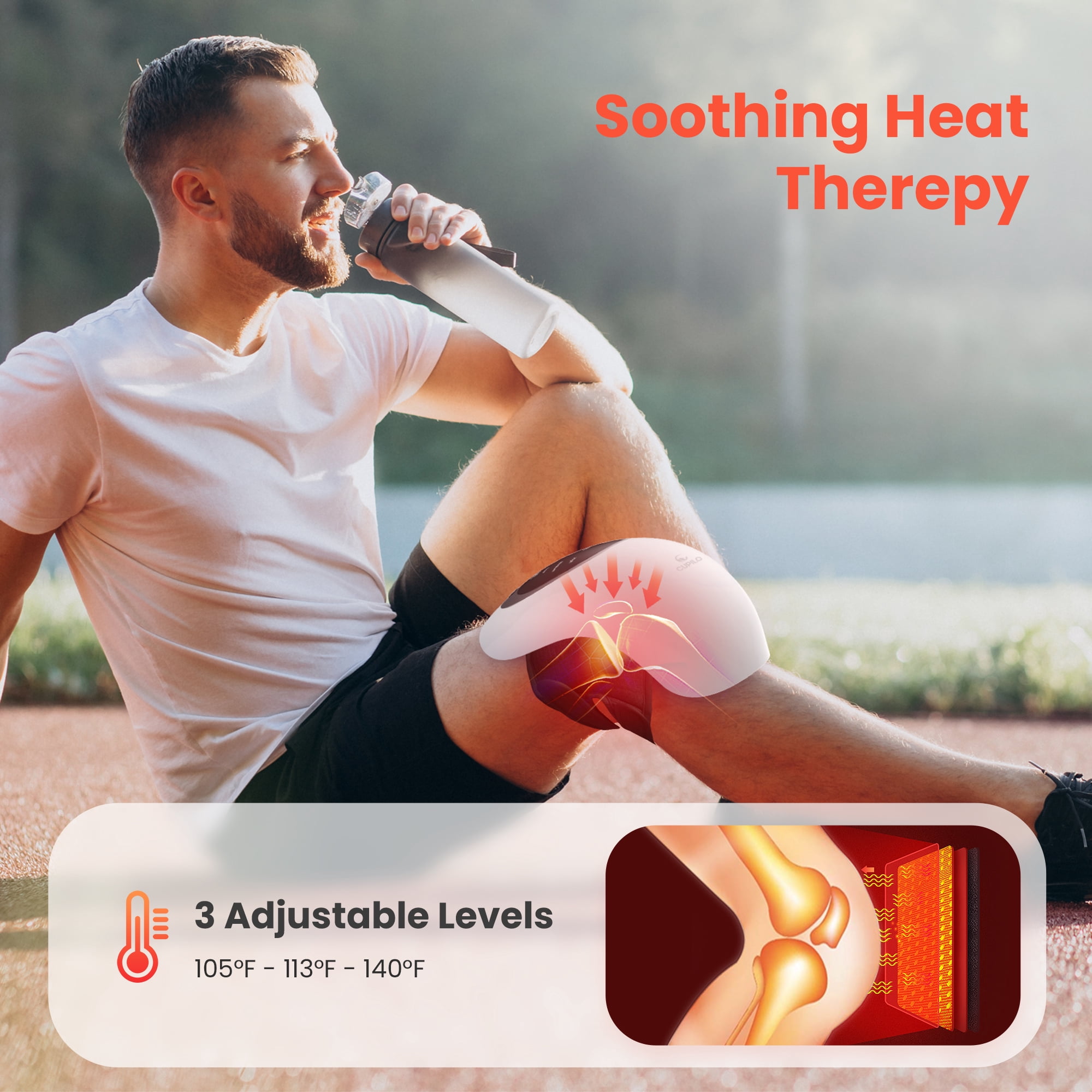 Cupilo Cordless Knee Massager, Knee Massage with 3 Heating, 3 Vibration Modes, for Joint Discomfort, Gifts for Grandma Grandpa Men Women