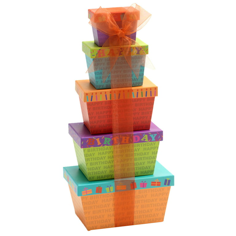 Broadway Basketeers Gourmet Food Gift Basket 6 Box Tower for Birthdays –  Curated Snack Box, Sweet and Savory Treats for Parties, Best Wishes,  Birthday