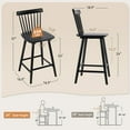 thumbnail image 5 of Dycanpo 24'' Windsor Wooden Counter Height Chairs Set of 4, Upgraded Farmhouse Bar Stools with Spinddle Back for Kitchen,Black, 5 of 8