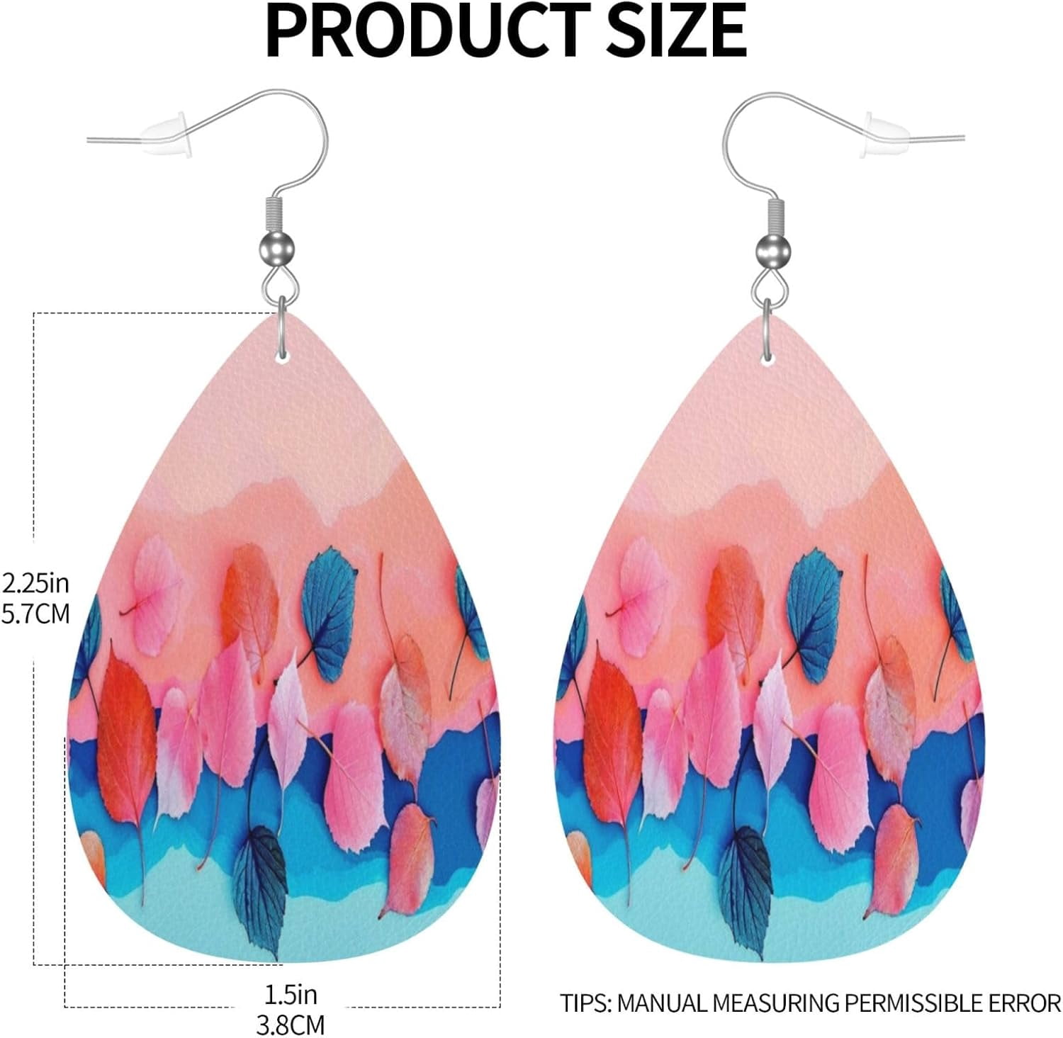 Colorful Pro Fall Leaves Earrings for Women PU Leather Dangle Earrings, Lightweight Leather Teardrop Dangly Ear Pendants Jewelry Gift[d602]