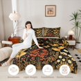 thumbnail image 3 of Homewish Fungus Botanical Mushroom Twin Comforter Sets,Daisy Floral Butterfly Bedding Set,Black Reversible,2-Piece,1 Comforter and 1 Pillowcase, 3 of 7