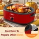 thumbnail image 3 of Sunvivi Horno asador de 20 cuartos con tapa auto-bastante, horno eléctrico para asar pavo con bandeja y rejilla extraíbles, acero inoxidable, rojo, 3 of 5