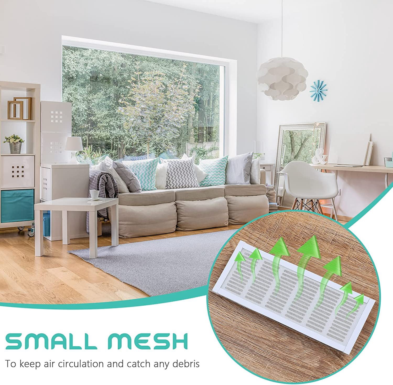 8 Pack Floor Vent Covers 4 x 10in Rectangle Air Vent Screen Cover Magnetic Vent Mesh Floor Register Cover Plastic Vent Screen for Wall Ceiling Floor Catch Debris Hair Insect, White