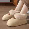 thumbnail image 2 of Rokment Fuzzy Winter Snow Boots House Shoes for Women Indoor and Outdoor Fashion Casual Plush Lined Warm Comfy Memory Foam Slippers Ankle Booties Khaki Size 7.5, 2 of 6