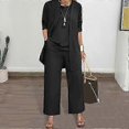 thumbnail image 2 of 3 Pcs/Set Women Coat Vest Pants Set Long Sleeve Cardigan O Neck Sleeveless, 2 of 5