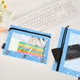 thumbnail image 4 of Dailycode 2 Pack Pencil Pouch for 3 Ring Binder Smooth Zipper Folders with Pockets Clear Window Pencil Case, Bright Blue White Polka Dot, 4 of 6