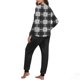 thumbnail image 5 of Conjunto de pijama informal de invierno para mujer, de doble cara, con cuello redondo estampado, manga larga, top anudado a mano, pantalones con cordón ajustable, ropa de casa, blusa de poliéster., 5 of 7