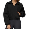 thumbnail image 3 of Chaqueta Corta Holgada para Mujer, con Cremallera, Cortavientos, Cálida, Ideal para Deportes Al Aire Libre y Correr Negro XL, 3 of 7