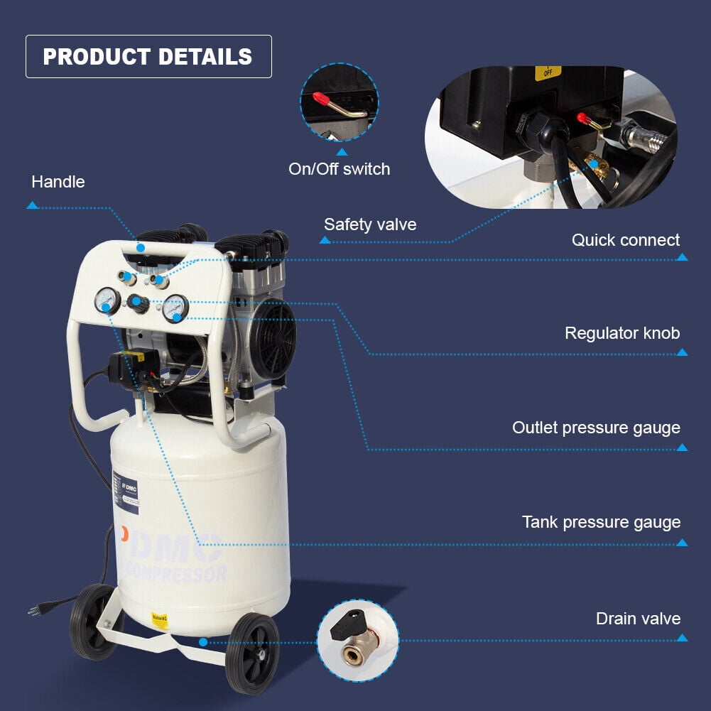 Portable 2 HP Oil Free Air Compressor 4.0 CFM@ 90 PSI Electric 11 Gallon Tank