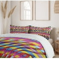 thumbnail image 6 of Ambesonne Zebra Print Duvet Cover Set, Vibrant Curvy Lines, 2-Calking, Fuchsia Yellow, 6 of 7