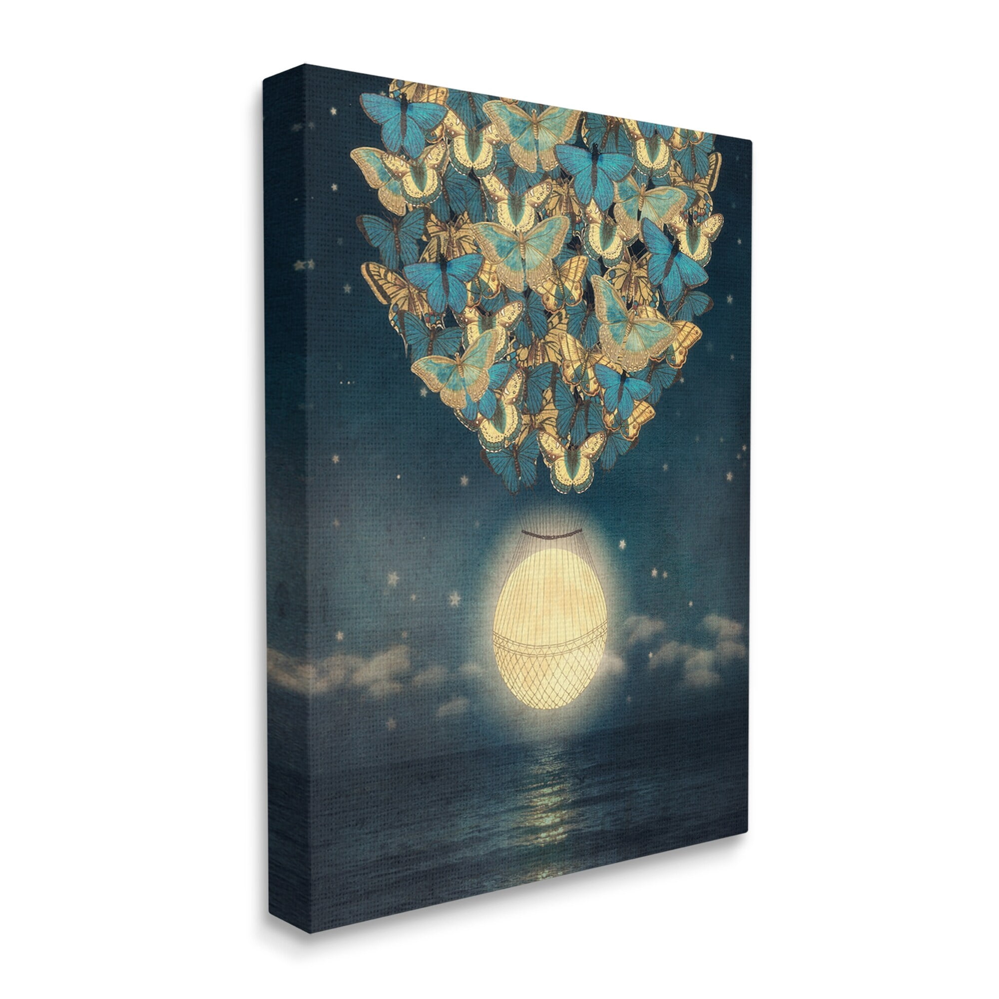 Stupell Industries Lunar Butterfly Hot Air Balloon Surreal Ocean Sky,16 x 20, Design by Paula Belle Flores