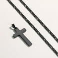 thumbnail image 4 of 18K Gold Filled Cross Necklace for Men Stainless Steel Figaro Chain Silver Black Cross Pendant Necklace for Men Women 18"- 20", 4 of 7