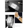 thumbnail image 5 of Men Watch Classic Analog Quartz Date Stainless Steel Milanese Mesh Band Ultra-Thin Rectangle Dial Luminous, 5 of 6