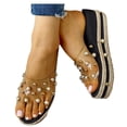 thumbnail image 3 of Heiheiup Pantoufles à Plateforme à Talons Compensés à Perles, à Porter à l'Extérieur, à Plateforme, 3 of 3