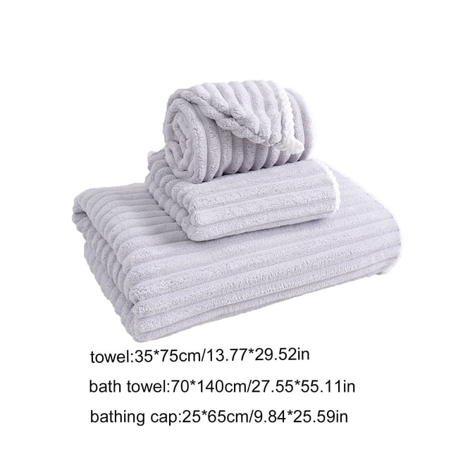 Towels for Bathroom, Bath Towels Set Velvet Thickened Three Pc with Bath Cap for Dormitory and Home Use