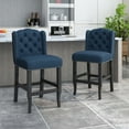 thumbnail image 2 of Noble House Maurice Wingback Counter Stool, Navy Blue, Dark Brown, 2 of 9